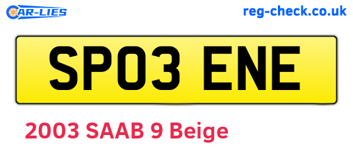 SP03ENE are the vehicle registration plates.