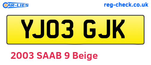 YJ03GJK are the vehicle registration plates.