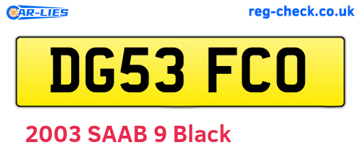 DG53FCO are the vehicle registration plates.