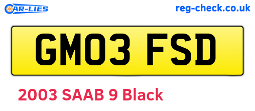 GM03FSD are the vehicle registration plates.