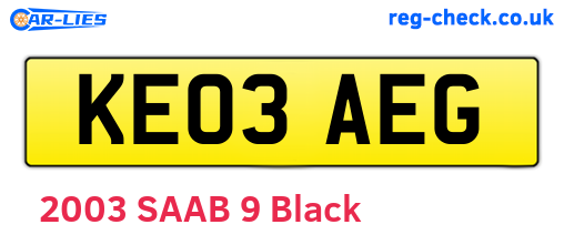 KE03AEG are the vehicle registration plates.