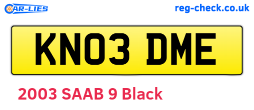 KN03DME are the vehicle registration plates.