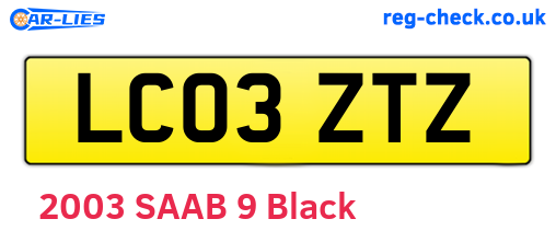 LC03ZTZ are the vehicle registration plates.