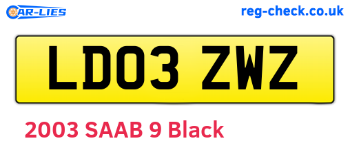 LD03ZWZ are the vehicle registration plates.