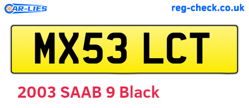 MX53LCT are the vehicle registration plates.