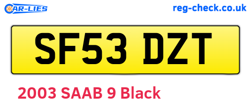 SF53DZT are the vehicle registration plates.