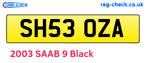 SH53OZA are the vehicle registration plates.