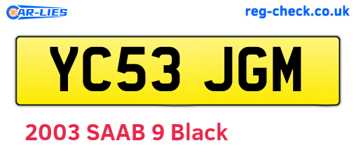 YC53JGM are the vehicle registration plates.