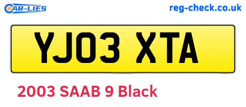 YJ03XTA are the vehicle registration plates.