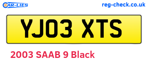YJ03XTS are the vehicle registration plates.
