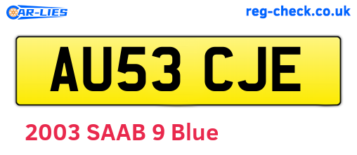 AU53CJE are the vehicle registration plates.