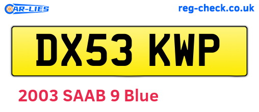 DX53KWP are the vehicle registration plates.