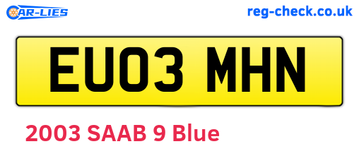 EU03MHN are the vehicle registration plates.