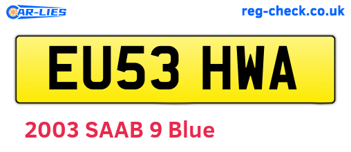 EU53HWA are the vehicle registration plates.
