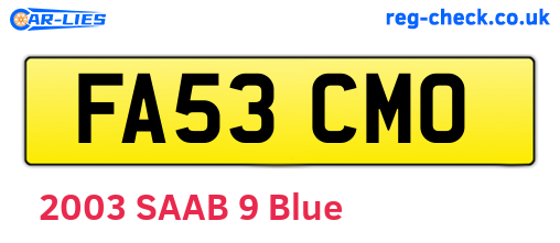 FA53CMO are the vehicle registration plates.