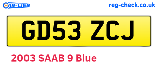 GD53ZCJ are the vehicle registration plates.