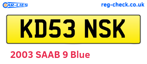 KD53NSK are the vehicle registration plates.