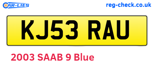 KJ53RAU are the vehicle registration plates.