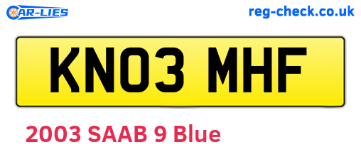 KN03MHF are the vehicle registration plates.