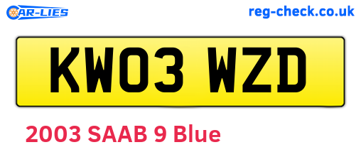 KW03WZD are the vehicle registration plates.