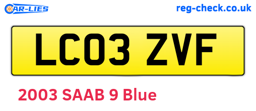 LC03ZVF are the vehicle registration plates.