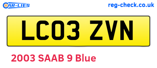 LC03ZVN are the vehicle registration plates.