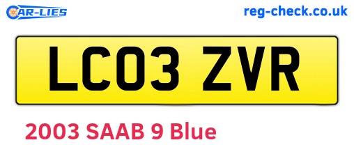 LC03ZVR are the vehicle registration plates.