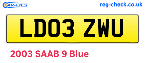 LD03ZWU are the vehicle registration plates.