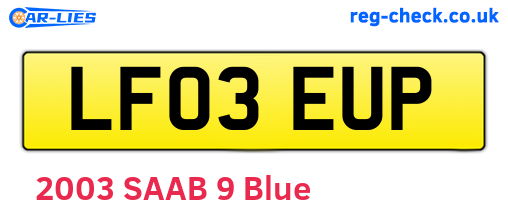 LF03EUP are the vehicle registration plates.