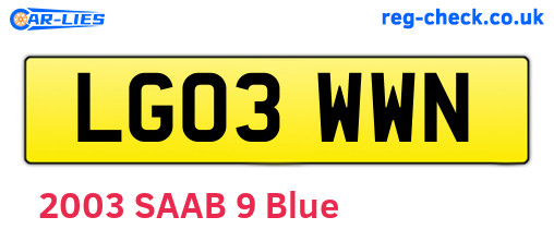 LG03WWN are the vehicle registration plates.