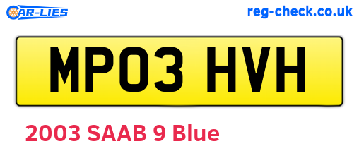 MP03HVH are the vehicle registration plates.