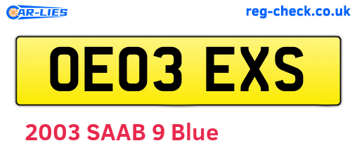 OE03EXS are the vehicle registration plates.