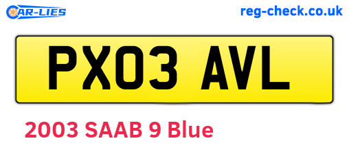 PX03AVL are the vehicle registration plates.