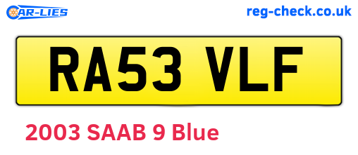 RA53VLF are the vehicle registration plates.