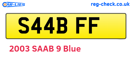 S44BFF are the vehicle registration plates.