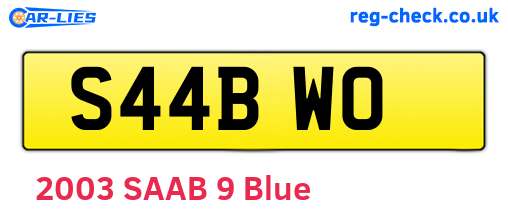 S44BWO are the vehicle registration plates.