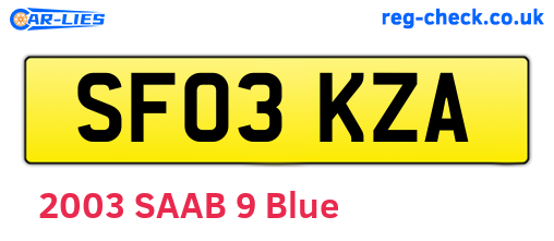 SF03KZA are the vehicle registration plates.