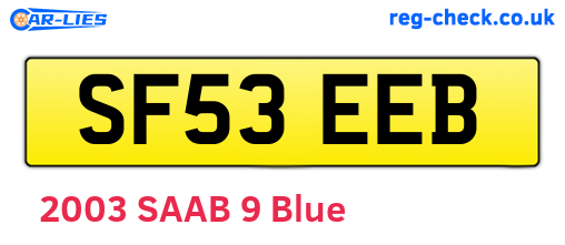 SF53EEB are the vehicle registration plates.
