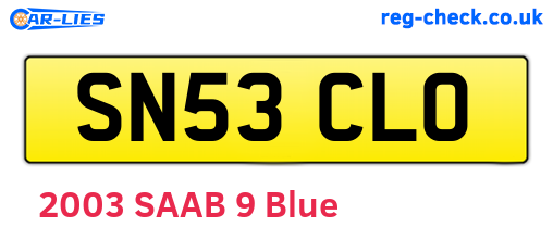 SN53CLO are the vehicle registration plates.