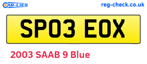 SP03EOX are the vehicle registration plates.