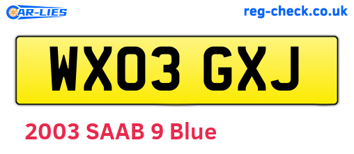 WX03GXJ are the vehicle registration plates.