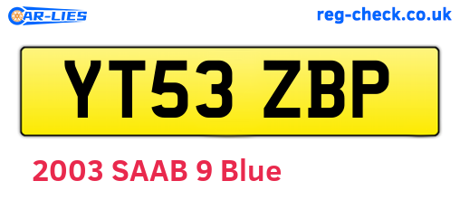 YT53ZBP are the vehicle registration plates.