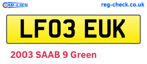 LF03EUK are the vehicle registration plates.