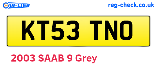 KT53TNO are the vehicle registration plates.
