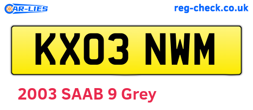 KX03NWM are the vehicle registration plates.