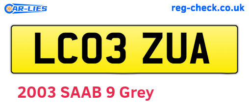 LC03ZUA are the vehicle registration plates.