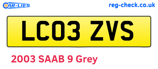 LC03ZVS are the vehicle registration plates.