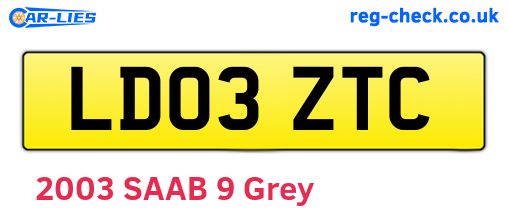 LD03ZTC are the vehicle registration plates.