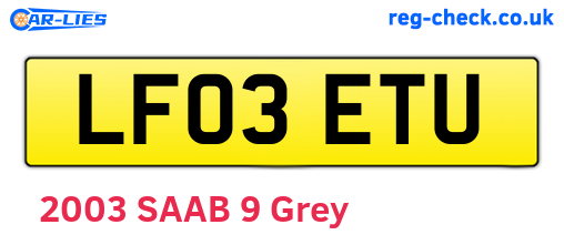 LF03ETU are the vehicle registration plates.