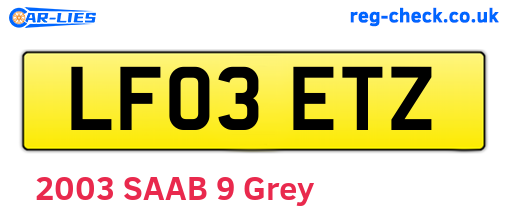 LF03ETZ are the vehicle registration plates.